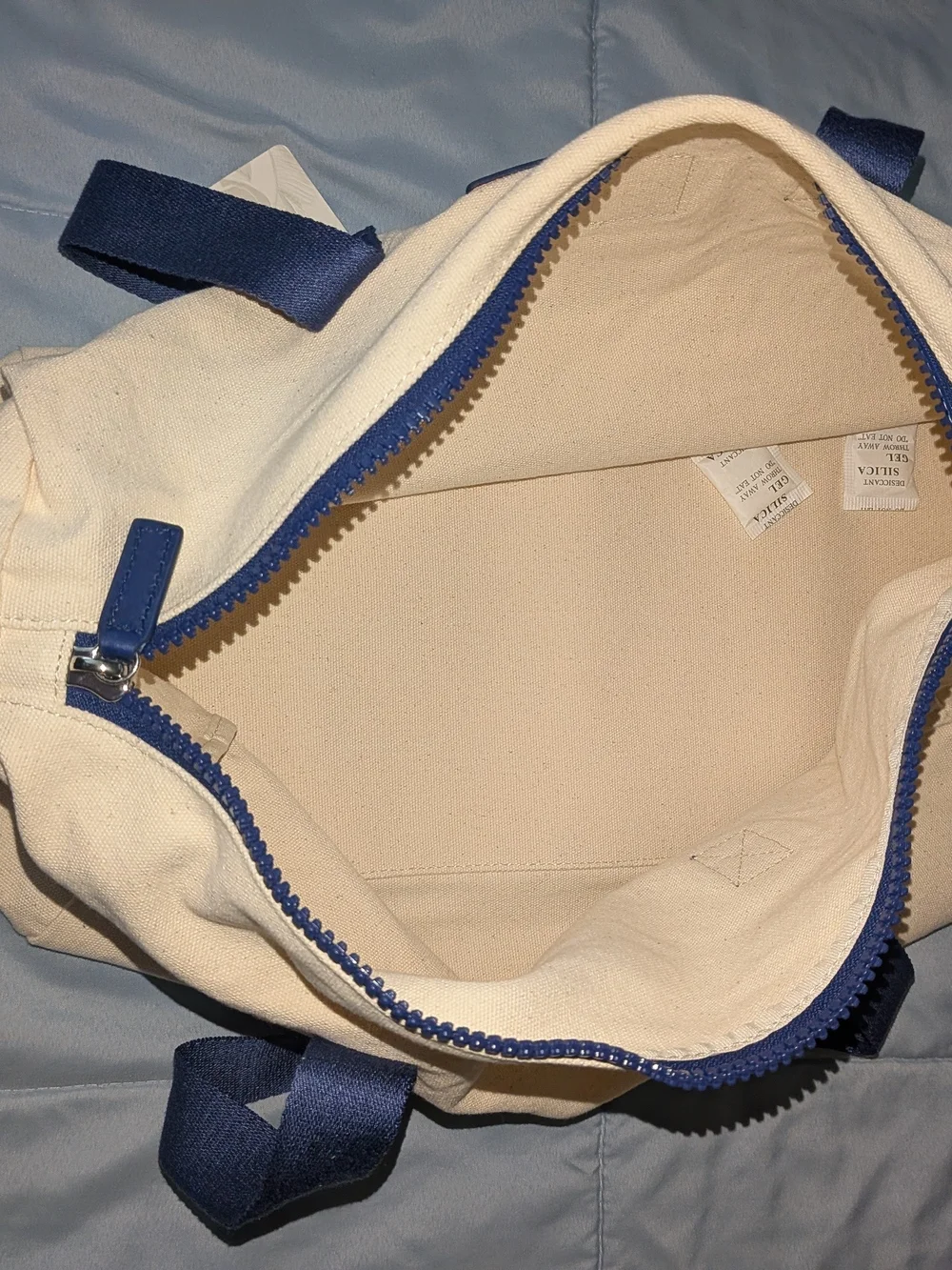 Tommy Bahama Cream Canvas Duffel with Blue Accents NWT